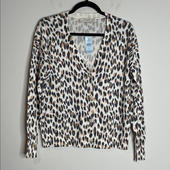 LOFT Sweaters - LOFT | Leopard Print Cotton Cardigan Size Small Petite NWT